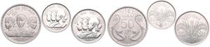 Vietnam South, Democratic State, 10 & 20 Su + 50 Xu Aluminum 1953, Three women  busts, KM 1/3, VF/XF