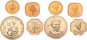 Swaziland, Kingdom, Sobhuza II, 1, 2, 10 Cents & 1 Lilangeni 1975, F.A.O. issue - various designs, KM 21/24, UNC