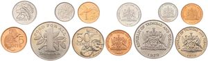 Trinidad & Tobago, Republic, 1, 5, 10, 25, 50 Cents & 1 Dollar 1979-1997, National arms, KM div, UNC