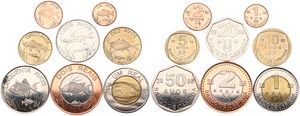 Cabinda, Government in Excile, 1, 2, 5, 10, 20, 50 Avos, 1 Real & 2 Reais 2009, Various fish designs, KM X25/32, UNC