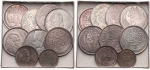 Egypt, Various Reigns, Very good lot with 9 older Silver coins in nice grades including better items and higher grades...