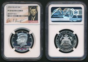 United States of America, Republic, 1/2 Dollar Silver 1994S, John F. Kennedy, KM A202c, NGC Graded PF-69 ULTRA CAMEO