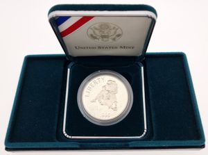 United States of America, Republic, 1 Dollar Silver 1995S, Civil War Battlefield, KM 255, PROOF in original box