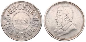South Africa, Republik, Copper-Nickel commemorative medal ND (1895), Bust of Paul Kruger left / GROETE VAN PAUL KRUGER, KM NL, VF