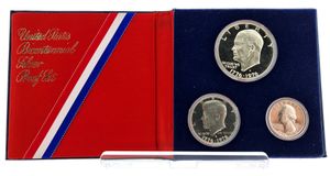 United States of America, Republic, Official Annual SILVER Proof Set 1976S (3) in original packaging, KM PSNL, Bicentennial Issue, PROOF