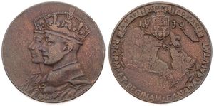 Canada, Confederation, George VI, Medal in Bronze 1939 by Percy Metcalf, Royal Visit / Co-joined crowned profiles King George VI and Elizabeth, VF