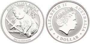 Australia, British Colony, Elizabeth II, 1 Dollar Silver 2018, Koala on branch, KM New, PROOF