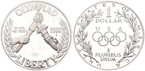 United States of America, Republic, 1 Dollar Silver 1988S, Olympics - Olympic Torch and Statue of Liberty Torch, KM 222, PROOF