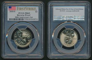 United States of America, Republic, 1 Dollar Aluminum-Bronze 2018S, 50th Anniversary Dollar - Jim Thorpe (Wa-Tho-Huk), KM New, PCGS Graded PR-69 Reverse Proof