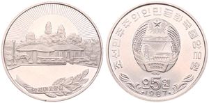 Korea-North, Peoples Republic, 5 Won Copper-Nickel 1987, Kim II Sung's Birthplace, KM 25, PROOF