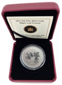 Canada, Confederation, Elizabeth II, 10 Dollars Silver 2011, Branch with three Maple Leaves, KM 1158, PROOF 