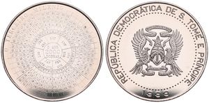 Saint Thomas & Prince, Democratic Republic, 2000 Dobras Copper-Nickel 1999, Third Christian Millennium, KM 86a, PROOFLIKE
