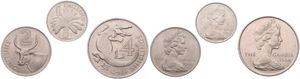 Gambia, British Colony, Elizabeth II, 1, 2 & 4 Shillings Copper-Nickel 1966, Various designs, KM 4/6, UNC
