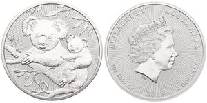 Australia, British Colony, Elizabeth II, 2 Dollars Silver Piedfort 2018, Koala with cub seated on branch, KM New, UNC