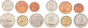 Saint Helena & Ascension, British Colony, Elizabeth II, 1, 2, 5, 10, 50 Pence & 1 Pound 1984, Various designs, KM 1/6, UNC