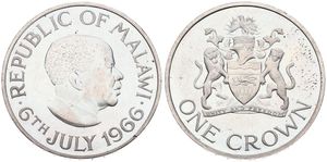 Malawi, Republic, 1 Crown Nickel-Brass 1966, July 6 - Day of the Republic, KM 5, PROOF