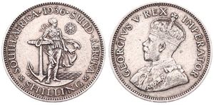 South Africa, British Colony, George V, 1 Shilling Silver 1936, Crowned bust left, KM 17.3, XF