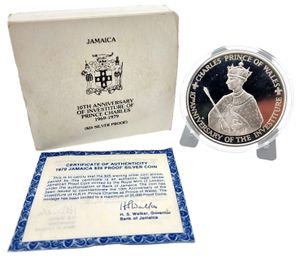 Jamaica, British Colony, Elizabeth II, 25 Dollars Silver ND (1979), 10th Anniversary of the Investiture of Prince Charles, KM 81, PROOF 
