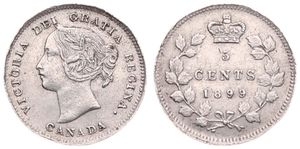 Canada, Confederation, Victoria, 5 Cents Silver 1899, Laureate head left, KM 2, XF