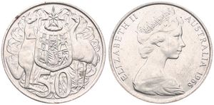 Australia, British Colony, Elizabeth II, 50 Cents Silver 1966, Young bust right, KM 67, A.UNC