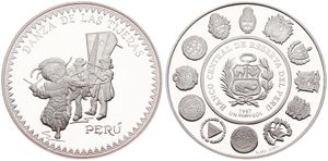 Peru, Republic, 1 Nuevo Sol Silver 1997, Danza de las Tijeras, KM New, PROOF
