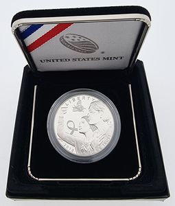 United States of America, Republic, 1 Dollar Silver 2018P, Breast Cancer Awareness, KM New, PROOF 