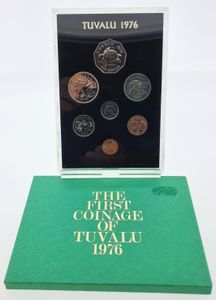 Tuvalu, Constitutional Monarchy within the Commonwealth, Elizabeth II, Official Annual Proof Set 1976 (7) in original packaging, KM PS1, PROOF