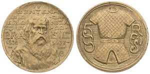 Brazil, Republic, 500 Reis Aluminum-Bronze ND (1932), 400th Anniversary of Colonization - Joao Ramalho, KM 530, XF/AU