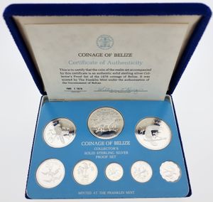 Belize, Commonwealth, Official Annual SILVER Proof Set 1978 (8) in original packaging, KM PS10, PROOF