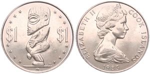 Cook Islands, New Zealand Dependency, 1 Dollar Copper-Nickel 1983, Tangaroa - The Polynesian God of Creation, KM 7, UNC
