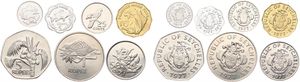 Seychelles, Republic, 1, 5, 10, 25, 50 Cents + 1 & 5 Rupees 1977, Various nice designs, KM 30/36, UNC