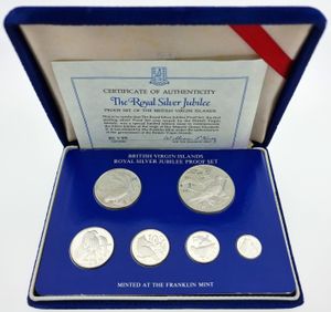 British Virgin Islands, Colony, Elizabeth II, Official Annual SILVER Proof Set 1977 (6) in original packaging, KM PS6, PROOF