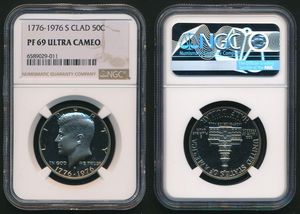 United States of America, Republic, 1/2 Dollar Copper-Nickel 1976S, John F. Kennedy - Bicentennial design, KM 205, NGC Graded PF-69 ULTRA CAMEO