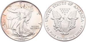 United States of America, Republic, 1 Dollar Silver 1986, American Eagle - Liberty walking left, KM 273, UNC