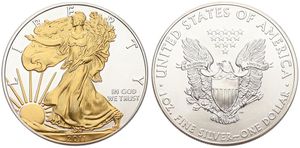 United States of America, Republic, 1 Dollar Silver / Gilt 2011, American Eagle - Liberty walking left, KM 273a, UNC