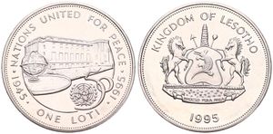 Lesotho, Kingdom, Letsie III, 1 Loti Copper-Nickel 1995, 50th Anniversary of the United Nations, KM 60, UNC