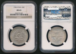 United States of America, Republic, 1/2 Dollar Silver 1946, Iowa Statehood Centennial, KM 197, NGC Graded MS-65
