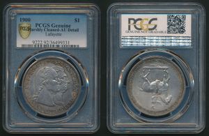 United States of America, Republic, 1 Dollar Silver 1900, Erection of the Lafayette Monument, KM 118, PCGS Graded Cleaned - AU Detail