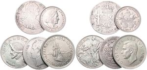 World, Mixed Countries, Very good lot with 5 different older silver coins in various grades including some scarcer items...