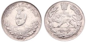 Iran, Kingdom, Sultan Ahmad Shah, 500 Dinars (10 Shahis) Silver AH1332 (1913), Uniformed bust 1/4 left within wreath, KM 1054, XF