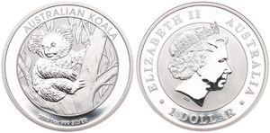 Australia, British Colony, Elizabeth II, 1 Dollar Silver 2013, Koala seated in tree, KM 1979, PROOF