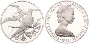 British Virgin Islands, Colony, Elizabeth II, 1 Dollar Silver 1973, Magnificent Frigate, KM 6a, PROOF