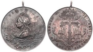 India-British, Colony, Victoria, Medal in Silver 1901, In memory of Queen Victoria, Empress of India, Crowned bust left / Coat of arms of the Royal British Army, XF