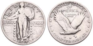 United States of America, Republic, 1/4 Dollar Silver 1925, Standing Liberty quarter, KM 145, Fine