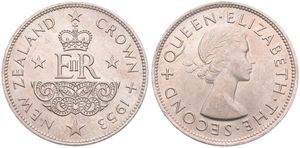 New Zealand, British Dependency, Elizabeth II, 1 Crown Copper-Nickel 1953, Coronation of the Queen, KM 30, UNC