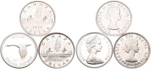 Canada, Confederation, Elizabeth II, Very good lot with 3 older Silver Dollar coins in nice grades including better items...