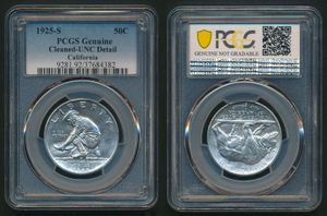 United States of America, Republic, 1/2 Dollar Silver 1925S, California Diamond Jubilee, KM 155, PCGS Graded Cleaned - UNC Detail 