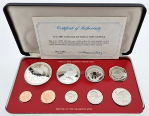 Papua New Guinea, Constitutional Monarchy, Official Annual Proof Set 1980 (9) in original packaging, KM PS6, PROOF