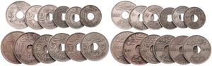 Egypt, British Protectorate, Hussein Kamil, Very good lot with 12 older copper-nickel circulation type coins in nice grades...