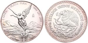 Mexico, Estados Unidos, 1 Onza Silver 1999, Winged Victory, KM 613, UNC